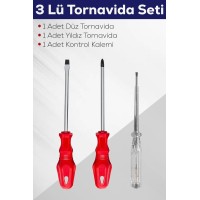 3'lü Tornavida Seti (Düz Tornavida + Yıldız Tornavida + Kontrol Kalemi)
