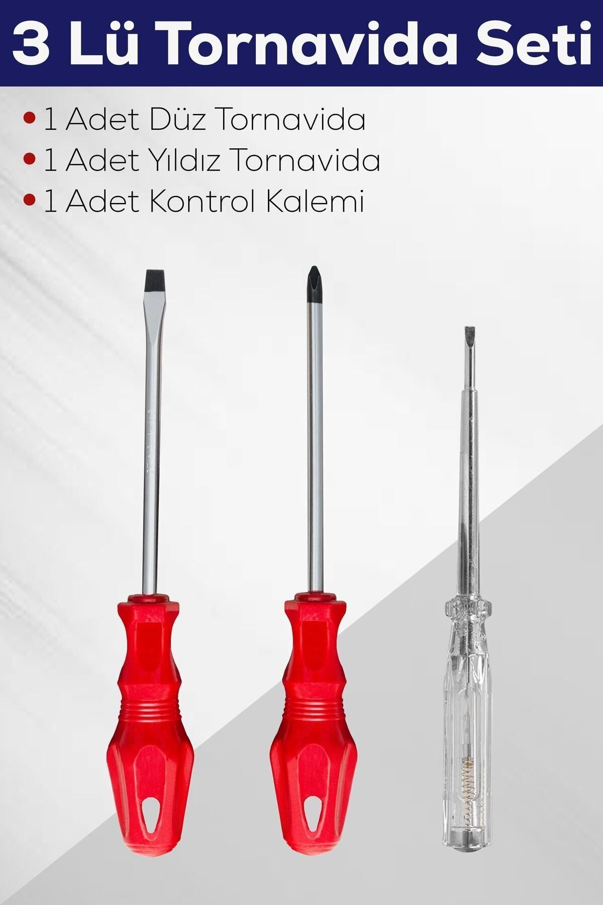 3'lü Tornavida Seti (Düz Tornavida + Yıldız Tornavida + Kontrol Kalemi)